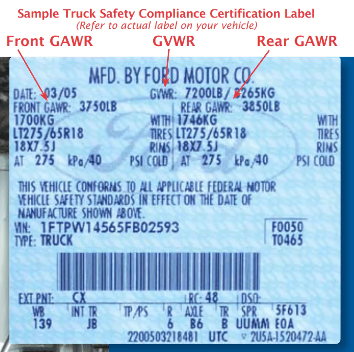 2006 ford f150 towing capacity and truck safety compliance certification label door jamb label min