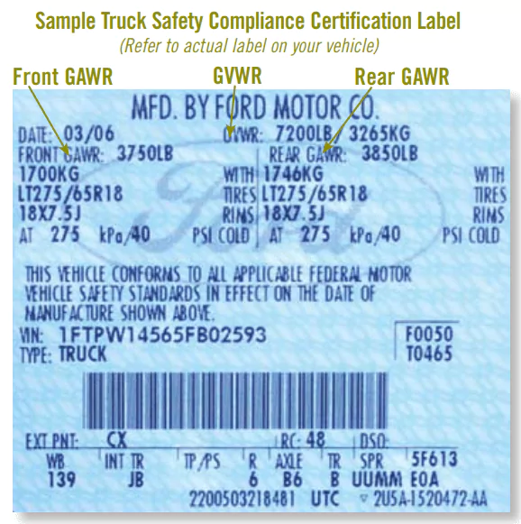 2007 ford f150 towing capacity and truck safety compliance certification label door jamb label min
