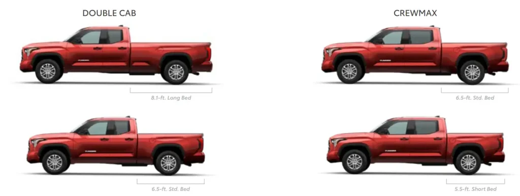 2022 Toyota Tundra Cab Styles and Bed Lengths Chart (Towing Capacity) 1