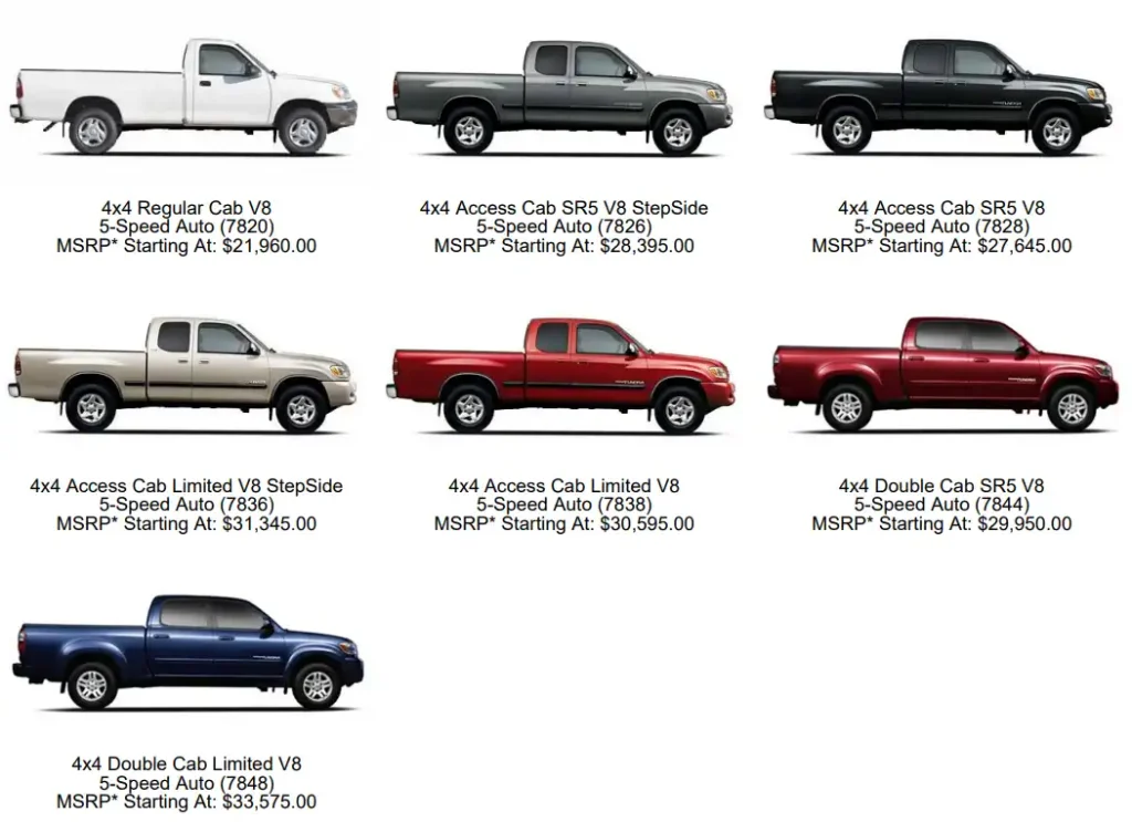 2006 Toyota Tundra Cabs - Towing Capacity Chart & Payload Capacity Chart and Specifications