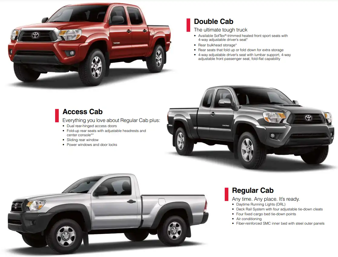 2014 Toyota Tacoma Overview Towing Capacity & Payload Capacity Chart